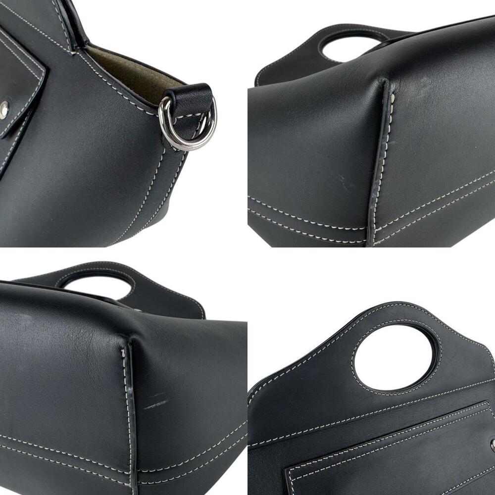 Burberry Handbag Shoulder Bag Leather Black Silver - Picture 4 of 4